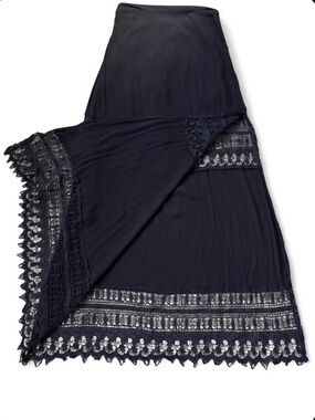 Loverich black gauzy textured lace maxi skirt M Dark Fairycore Witchy 90’s Boho